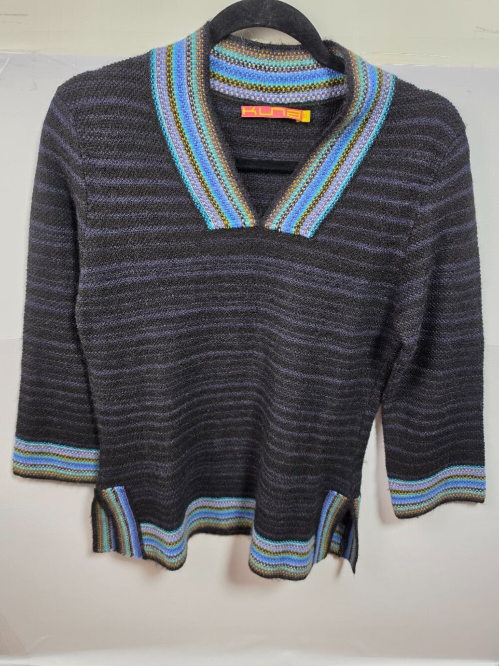 Kuna 100% Baby Alpaca Women's Navy Green Sweater Sz M